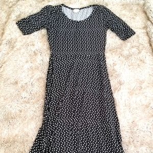 Lularoe Ana Full Length Polka Dot Black Maxi Dress